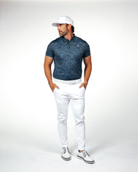 Navy Pineapple Blade Polo