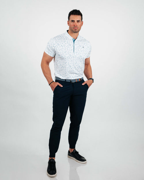 Slate Floral Blade Polo